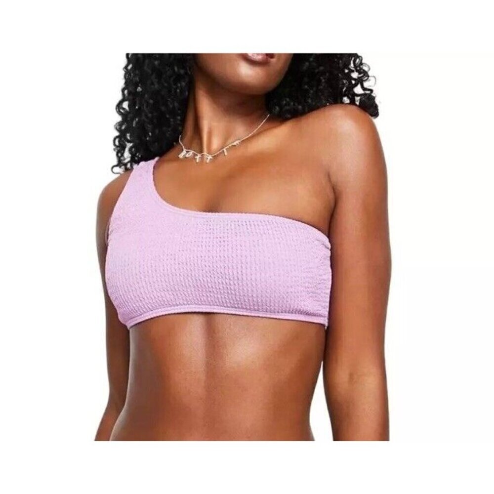 J. Crew One Shoulder Bikini Top Size 3X Lavender Purple Textured BE715 NWT